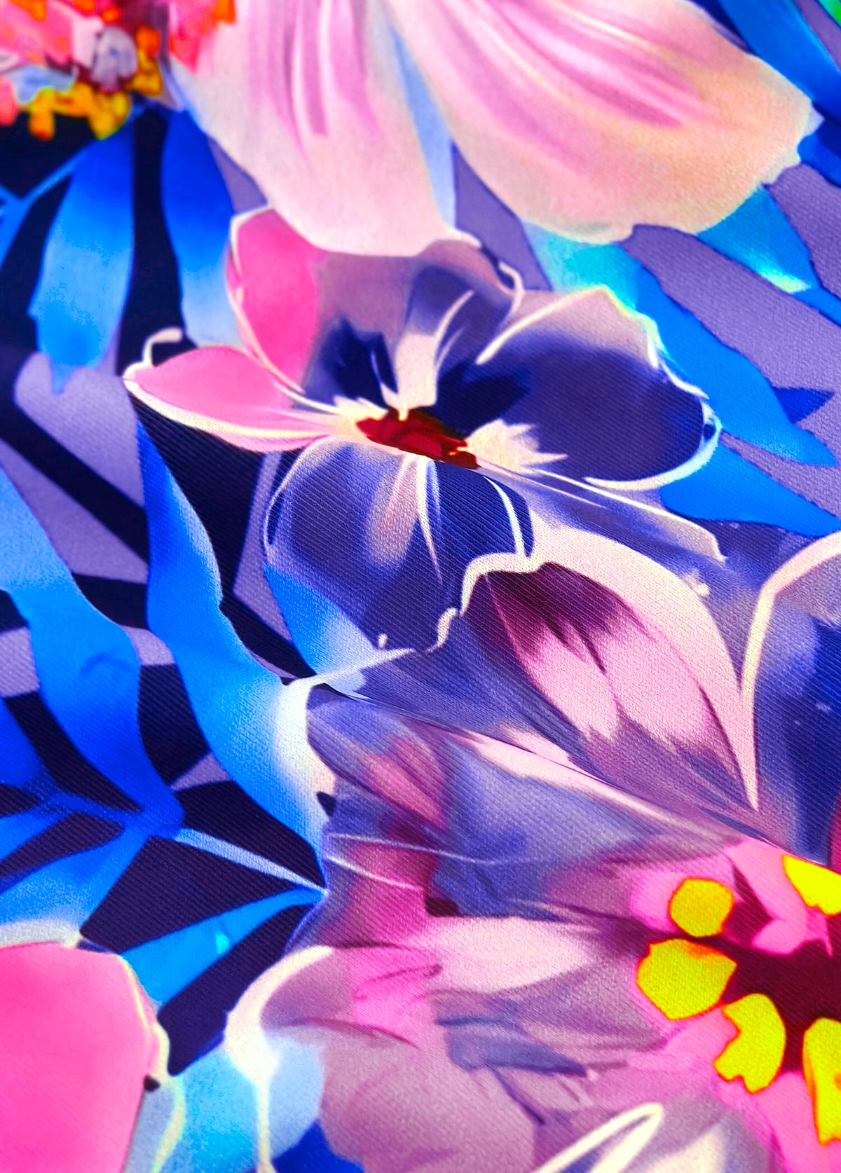 Mid Waisted Floral Print Purple Tankini Set | picture 