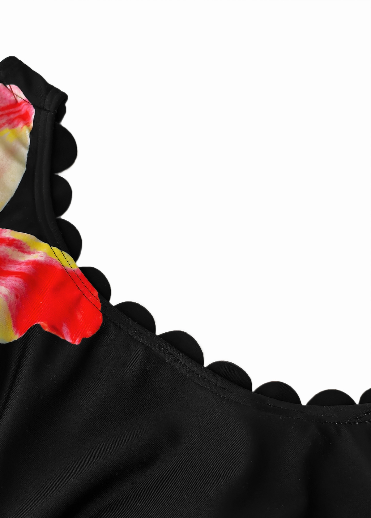 Mid Waisted Floral Print Black Tankini Set | picture 