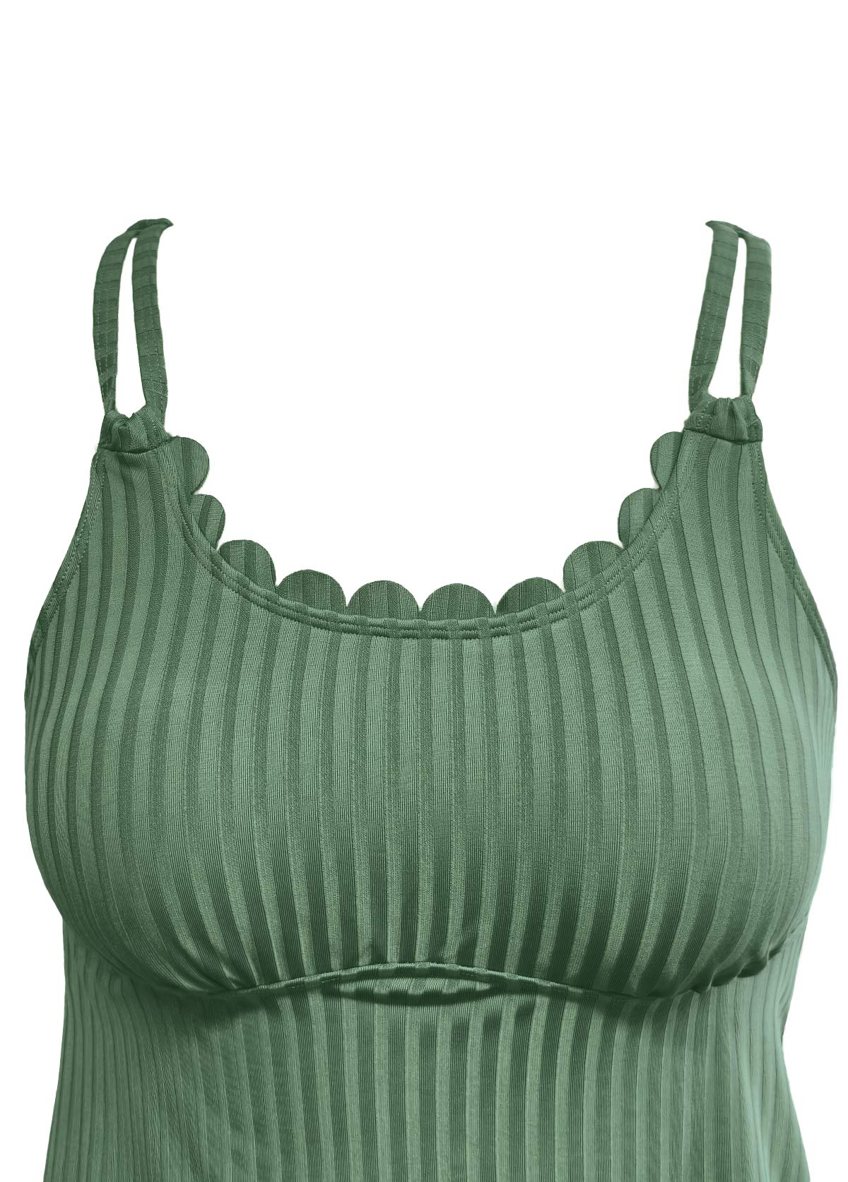 Mid Waisted Tropical Plants Print Sage Green Tankini Set | picture 