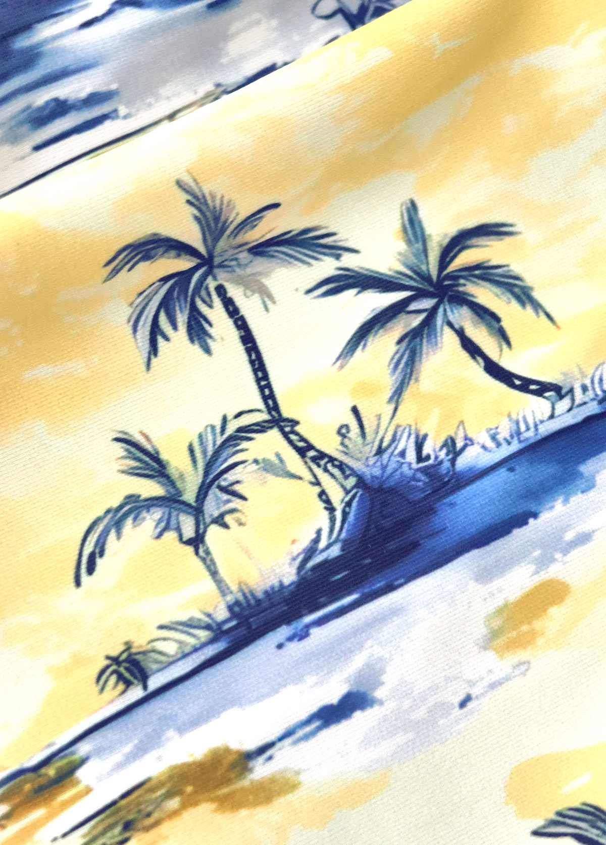 Mid Waisted Tropical Plants Print Light Yellow Tankini Set | picture 