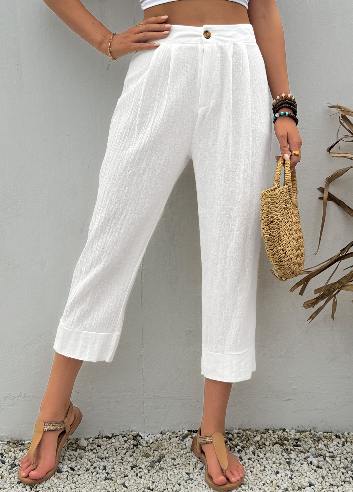 White Button Fly High Waisted Pants | picture 5