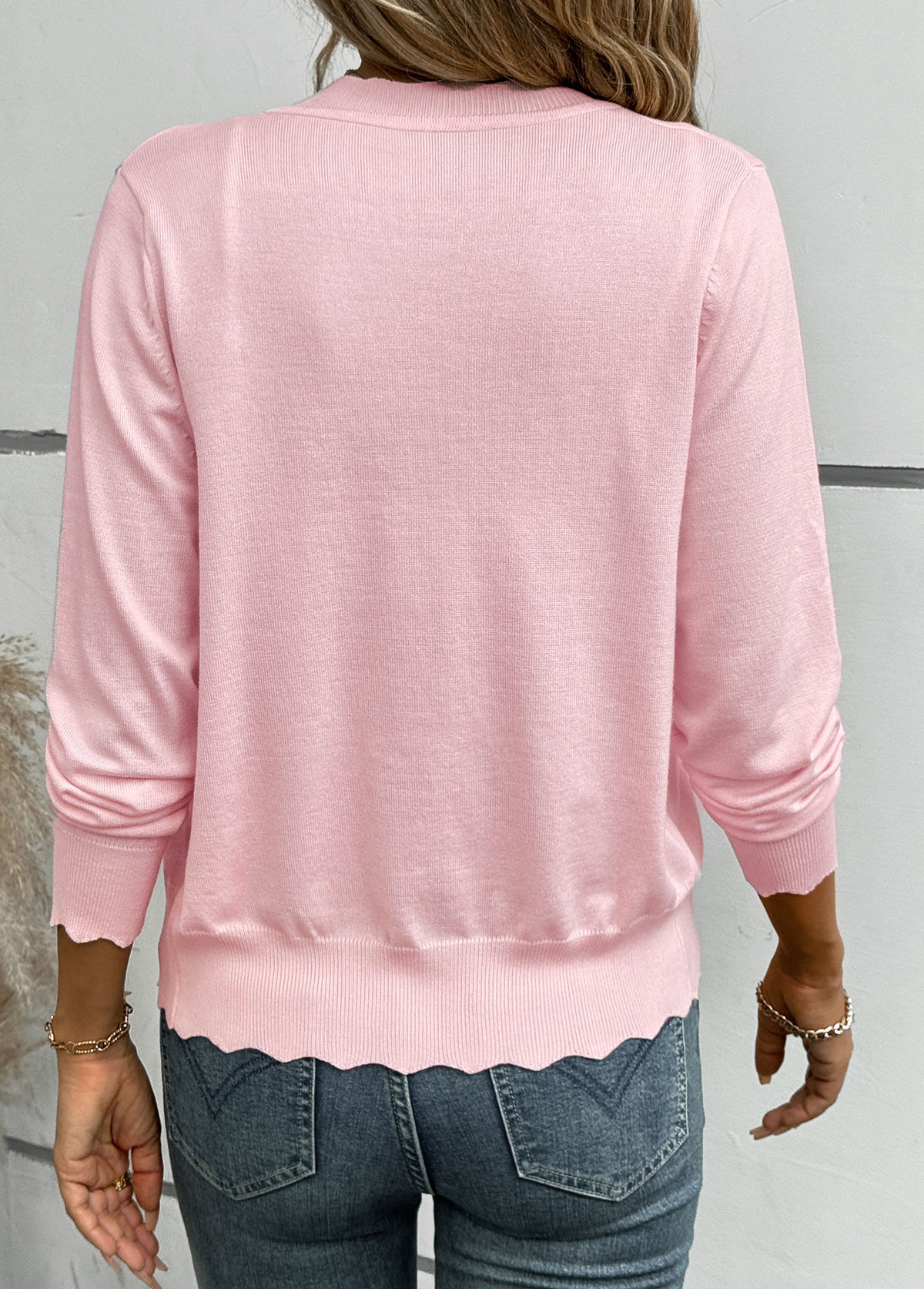 Pink Tummy Coverage Long Sleeve V Neck Light Cardigan | picture 
