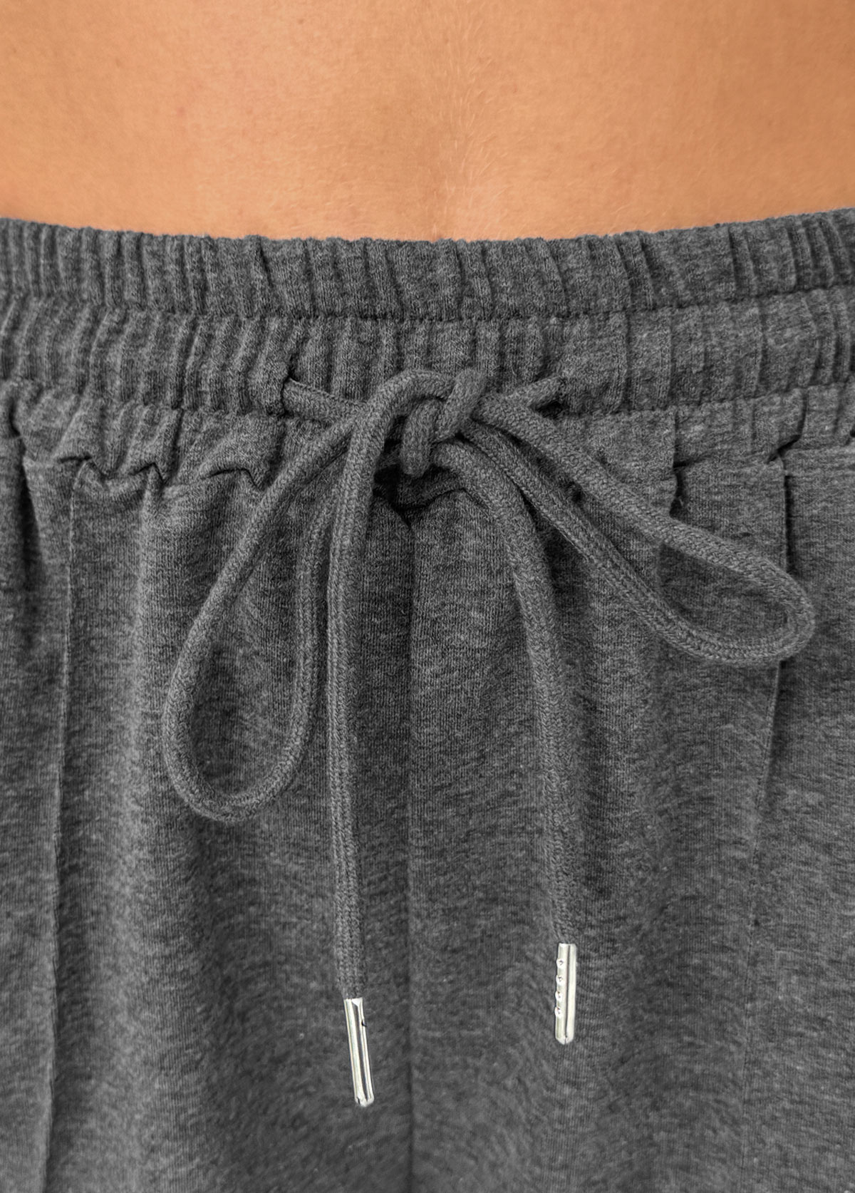 Dark Grey Marl Pocket Straight Leg Elastic Waist Pants | picture 