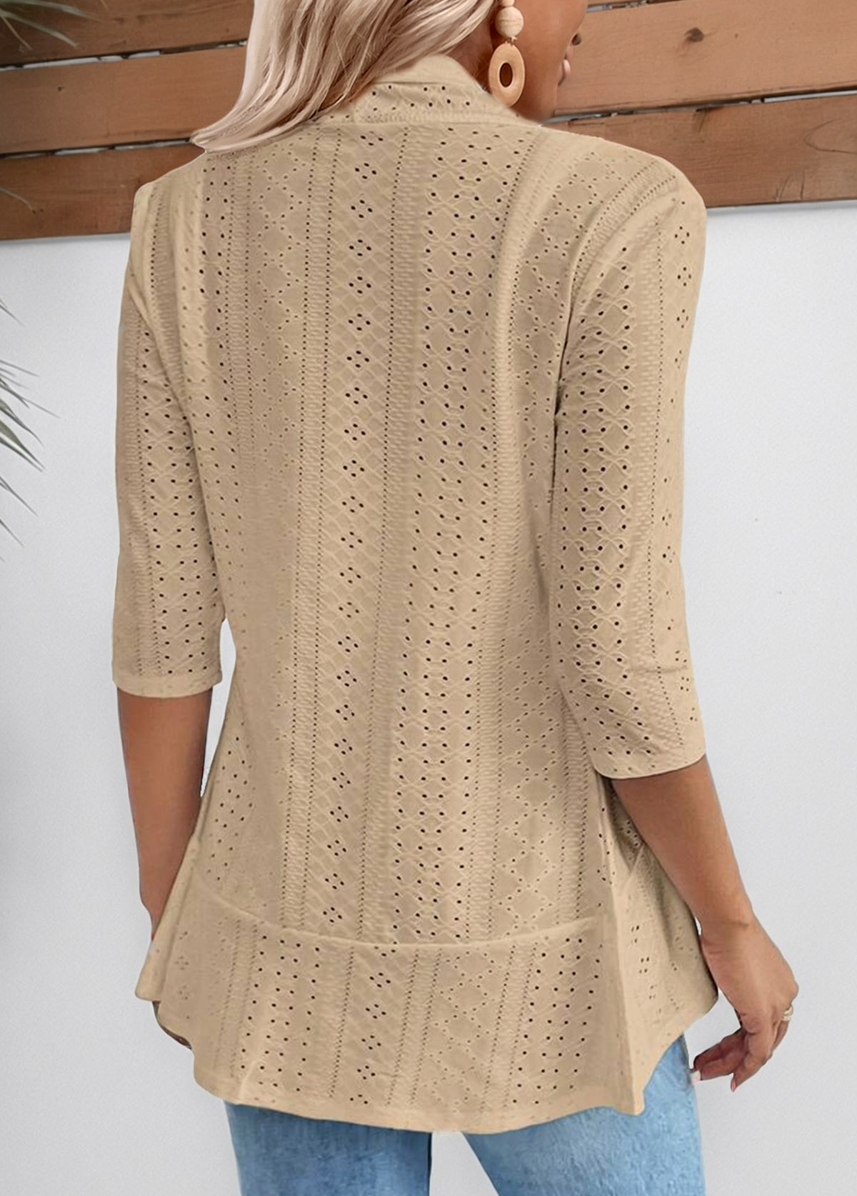 3/4 Sleeve Open Front Light Cardigan | picture 