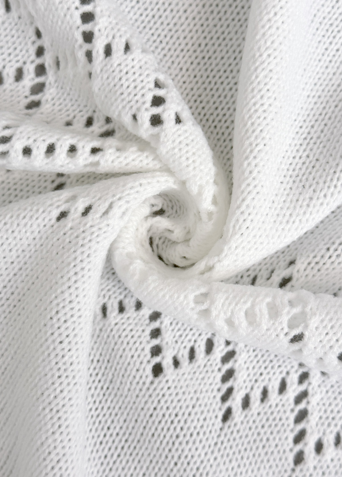 White Tummy Coverage Hollowedout Long Sleeve Cardigan | picture 