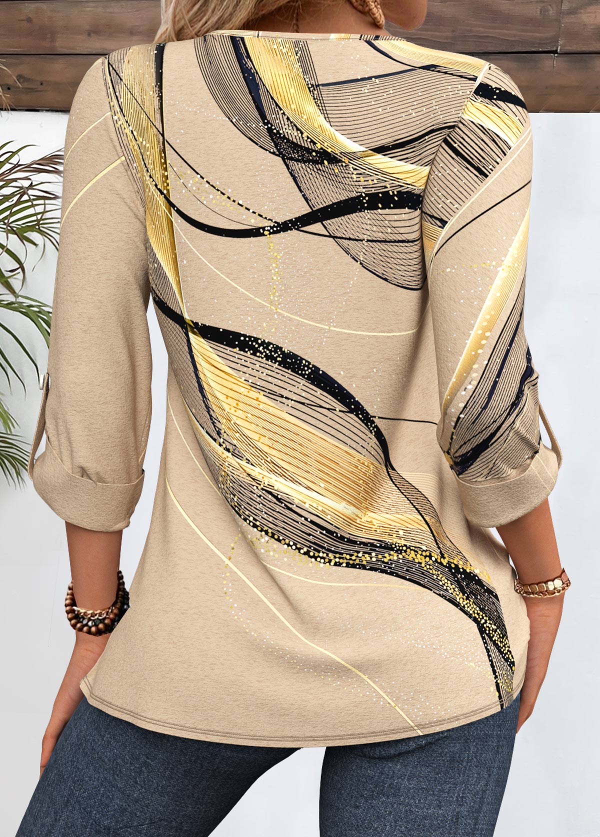 Light Coffee Geometric Print T Shirt | picture 