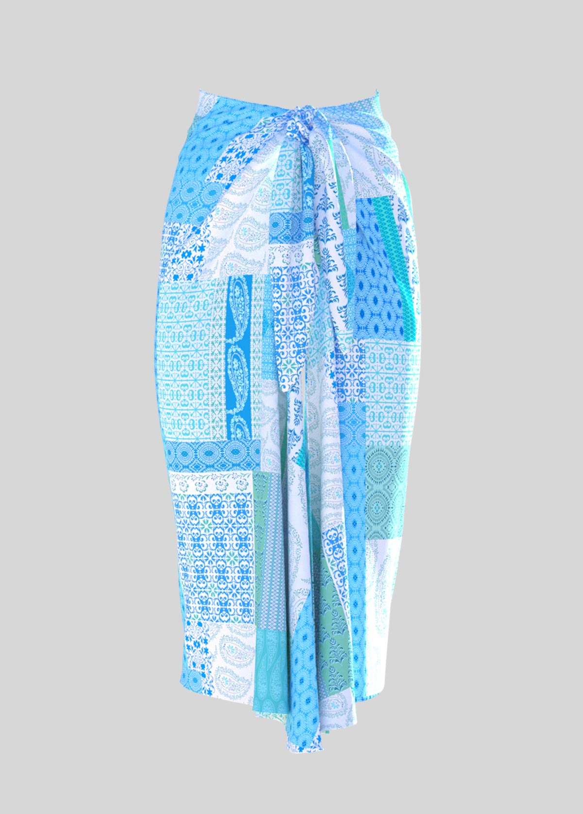 Tribal Print Light Blue One Piece Swimwear and Sarong | picture 