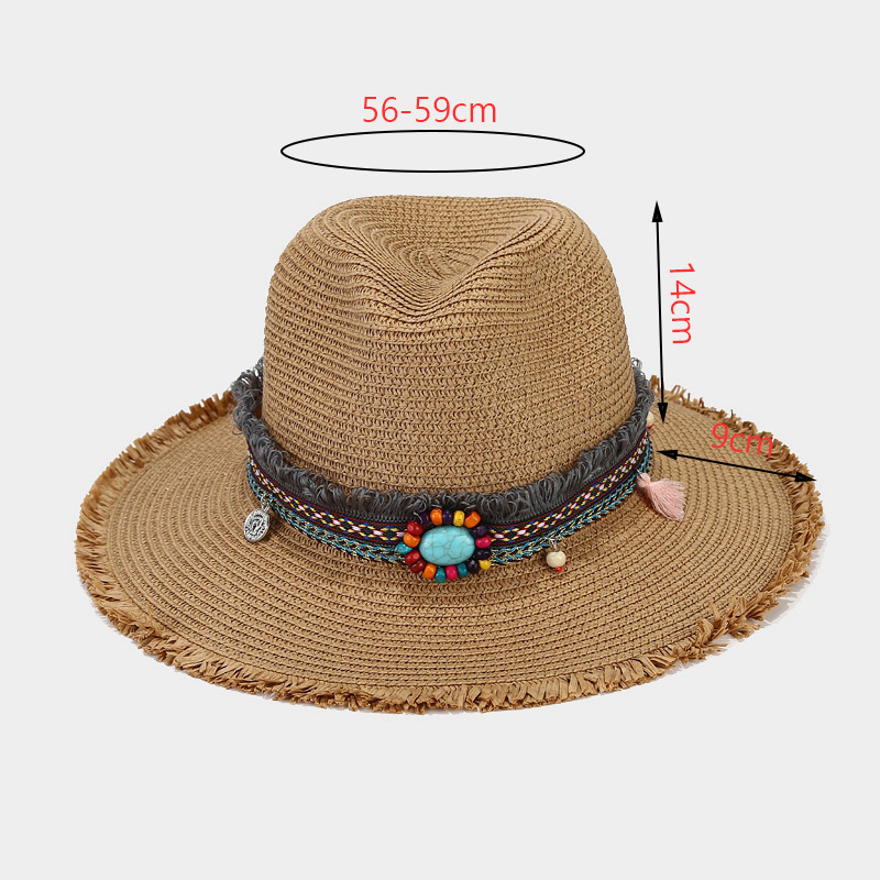 Light Camel Wide Brim Straw Hat | picture 