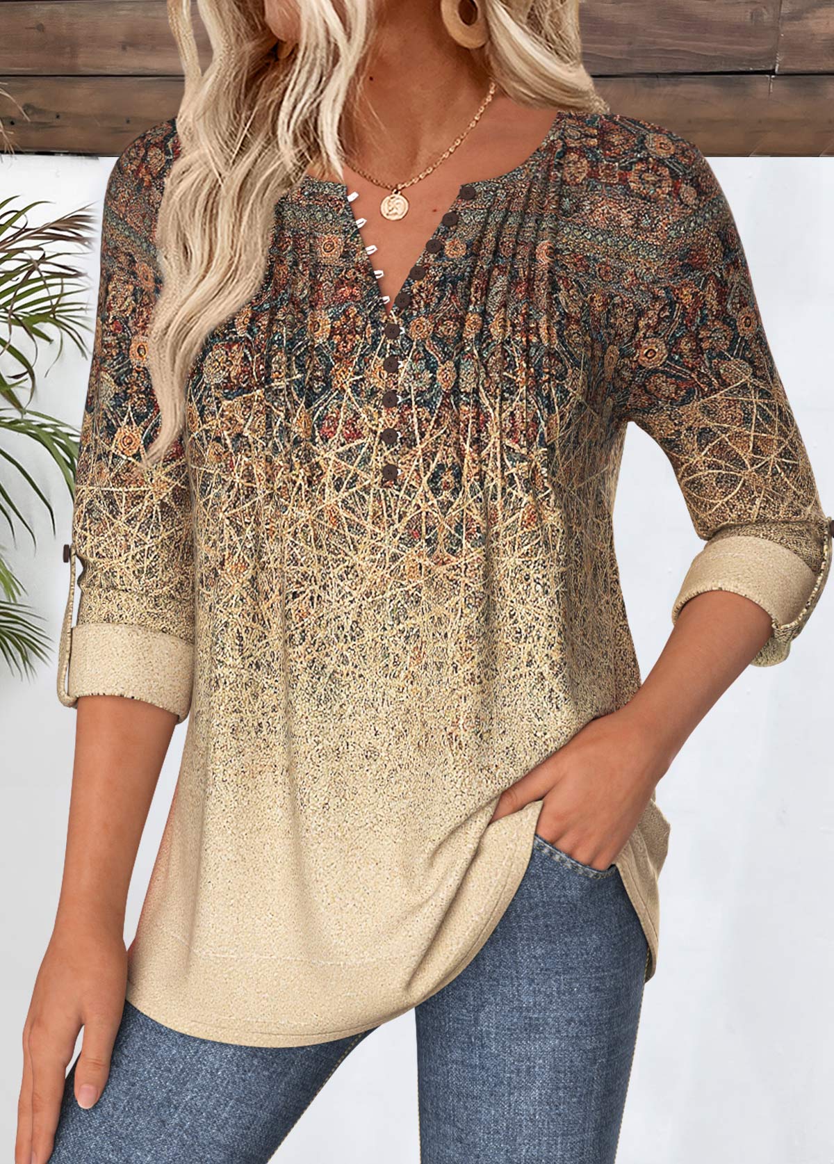 Light Coffee Tribal Print Shirt | picture 