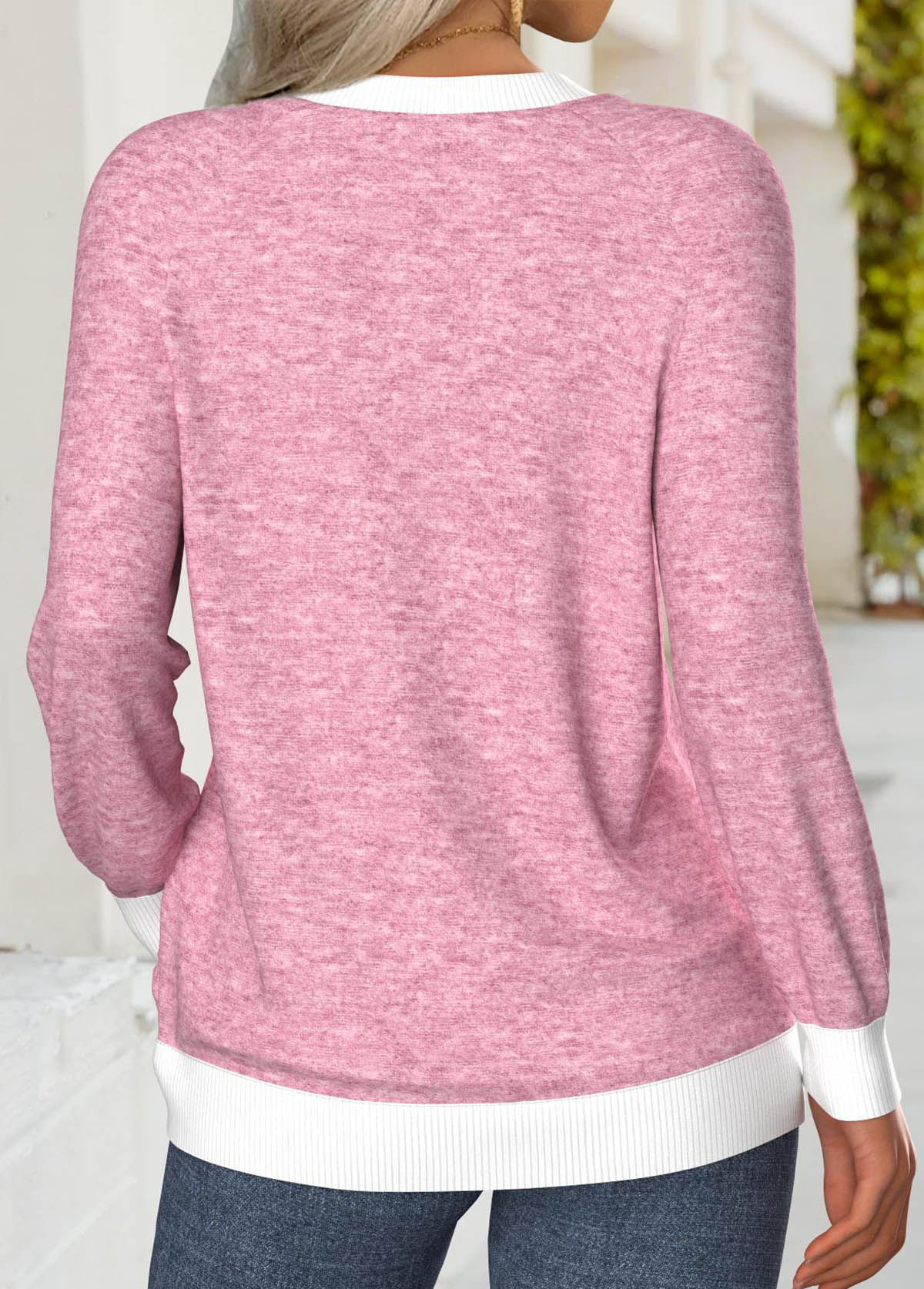 Multi Color Tummy Coverage Long Sleeve Round Neck Sweatshirt | picture 