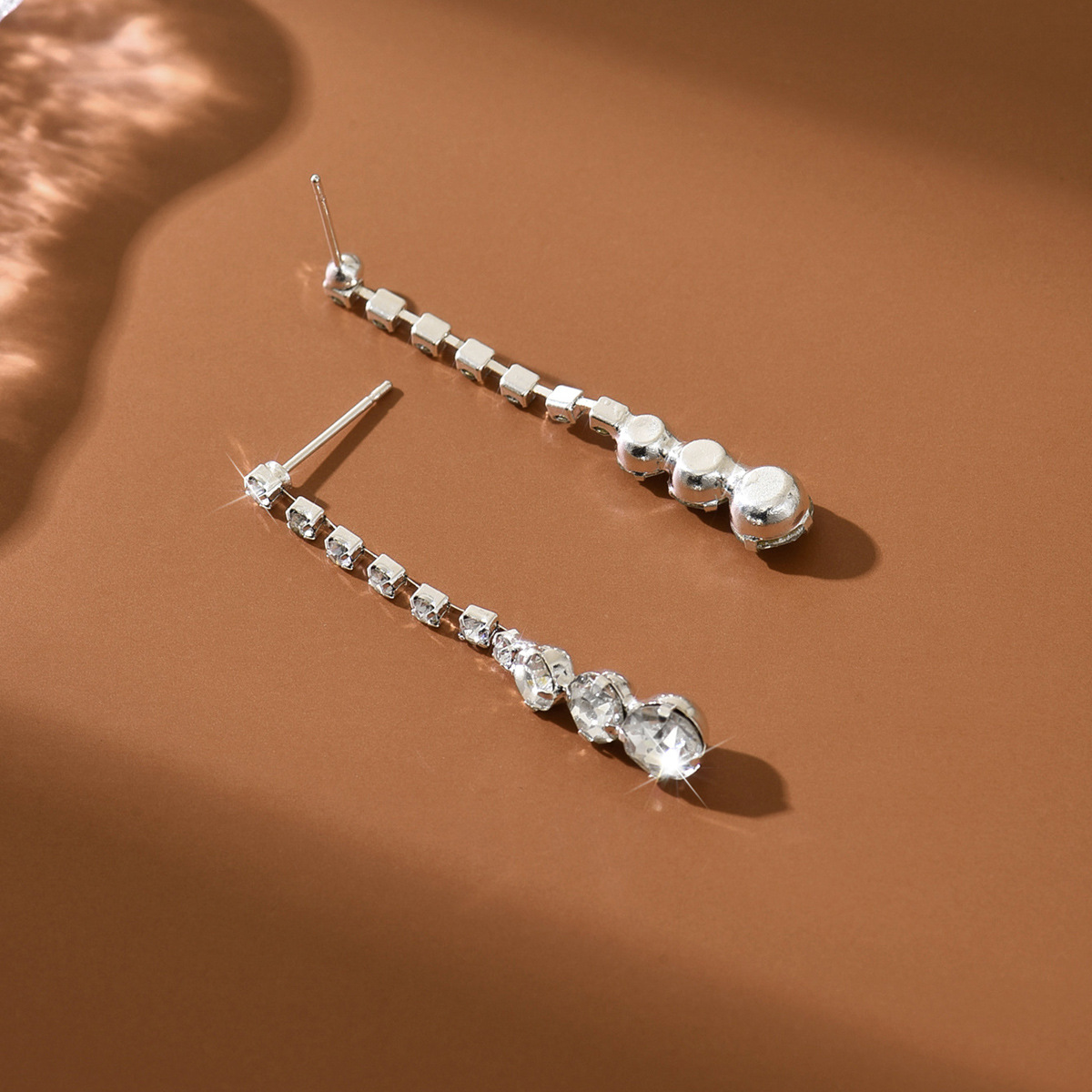 Silver Color Rhinestones Copper Material Earrings | picture 