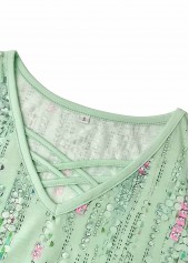Light Green Criss Cross Geometric Printed Non-sequined T Shirt | thumb picture 