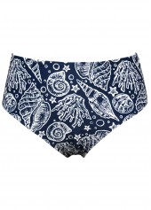 Contrast Binding Marine Life Print Navy Tankini Set | thumb picture 
