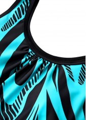 Tummy Coverage Mid Waisted Geometric Print Cyan Tankini Set | thumb picture 