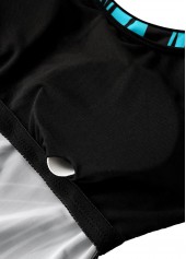 Tummy Coverage Mid Waisted Geometric Print Cyan Tankini Set | thumb picture 