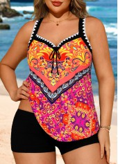 Plus Size Bowknot Multi Color Tribal Print Tankini Top-No Bottom | picture 4