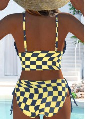 Two Piece Mid Waisted Plaid Light Yellow Bikini Set | thumb picture 