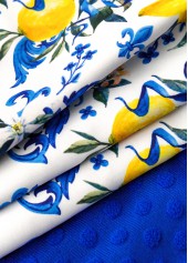 Ruched High Waisted Plants Print Royal Blue Tankini Set | thumb picture 