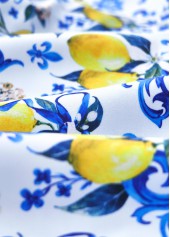 Ruched High Waisted Plants Print Royal Blue Tankini Set | thumb picture 