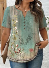 Plus Size Sage Green Tuck Stitch T Shirt | thumb picture 