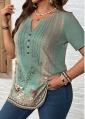 Plus Size Sage Green Tuck Stitch T Shirt | thumb picture 