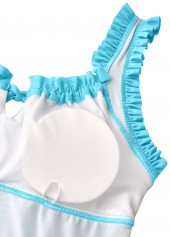 Mid Waisted Tropical Plants Print Cyan Tankini Set | thumb picture 