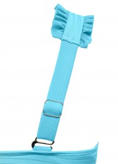 Mid Waisted Tropical Plants Print Cyan Tankini Set | thumb picture 