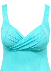 Mid Waisted Leaf Print Cyan Tankini Set | thumb picture 