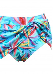 Mid Waisted Leaf Print Cyan Tankini Set | thumb picture 