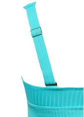 Mid Waisted Leaf Print Cyan Tankini Set | thumb picture 