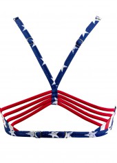 Mid Waisted American Flag Print Navy Bikini Set | thumb picture 