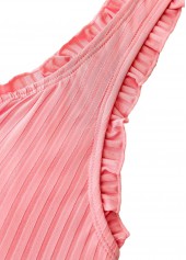 Mid Waisted Tropical Plants Print Dusty Pink Tankini Set | thumb picture 