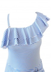 Ruffle One Shoulder Light Blue One Piece Swimdress | thumb picture 