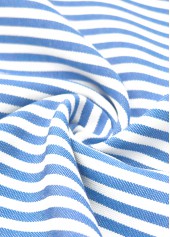 Blue Striped Short Sleeve Square Neck T Shirt | thumb picture 