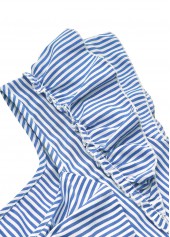 Blue Striped Short Sleeve Square Neck T Shirt | thumb picture 