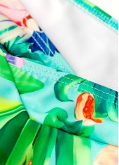 Mid Waisted Tropical Plants Print Mint Green Bikini Set | thumb picture 