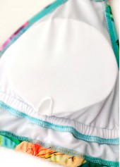 Mid Waisted Tropical Plants Print Mint Green Bikini Set | thumb picture 