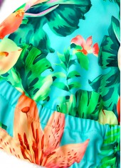 Mid Waisted Tropical Plants Print Mint Green Bikini Set | thumb picture 
