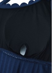 Mid Waisted Tropical Plants Print Navy Tankini Set | thumb picture 