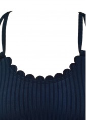 Mid Waisted Tropical Plants Print Navy Tankini Set | thumb picture 