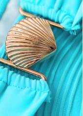 Mid Waisted Patchwork Cyan Bikini Set | thumb picture 