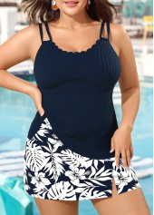 Plus Size Mid Waisted Navy Tankini Set | thumb picture 