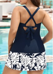 Plus Size Mid Waisted Navy Tankini Set | thumb picture 