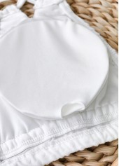 Mid Waisted White V-Neck Bikini Set | thumb picture 