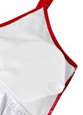 Striped Red V-Neck One Piece Swimwear | thumb picture 