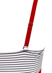 Striped Red V-Neck One Piece Swimwear | thumb picture 