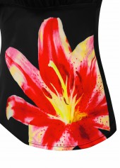 Mid Waisted Floral Print Black Tankini Set | thumb picture 