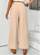 Light Coffee Wide Leg Elastic Waist High Waisted Pants | thumb picture 