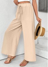 Light Coffee Wide Leg Elastic Waist High Waisted Pants | thumb picture 