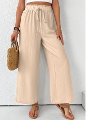 Light Coffee Wide Leg Elastic Waist High Waisted Pants | thumb picture 